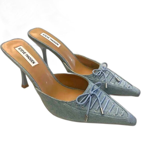 STEVE MADDEN Denim slip on heels - Picture 4 of 13